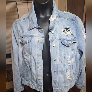 Fashion to Figure Light Blue Denim Distressed Jacket